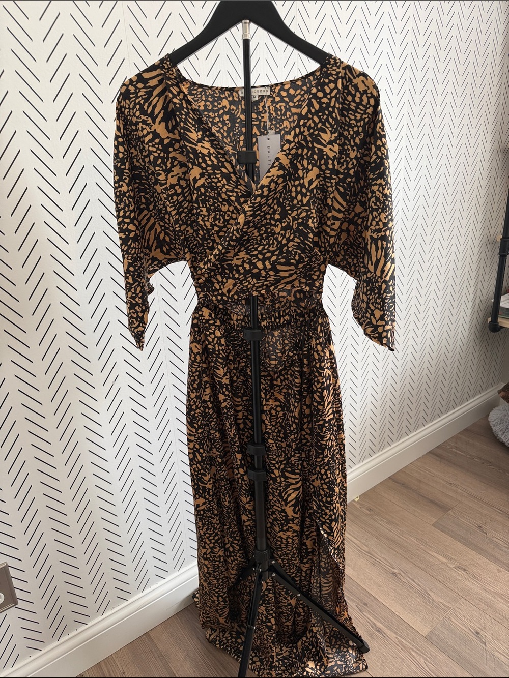 Women's Black & Tan Printed Wrap Dress Baltic Born